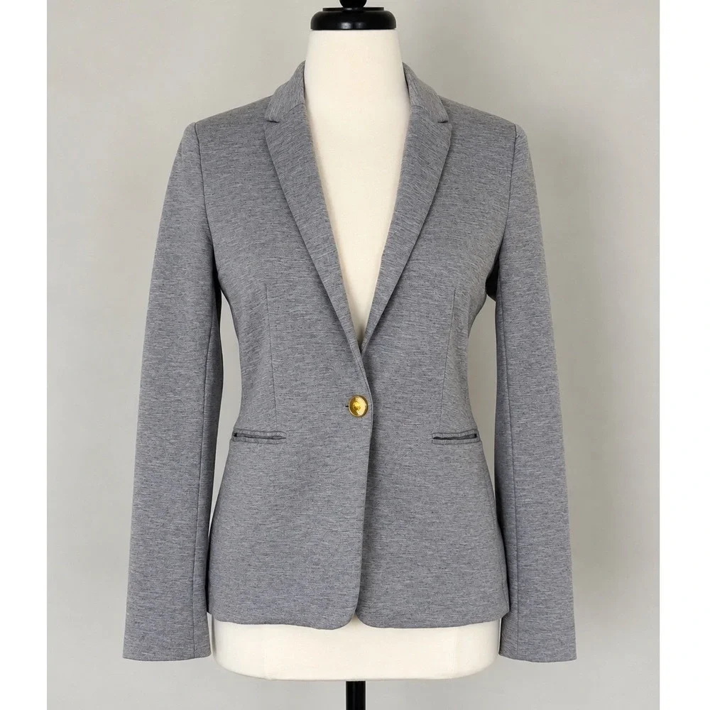Philosophy Republic Clothing Womens Gray Ponte Knit Career Chic Blazer Size S